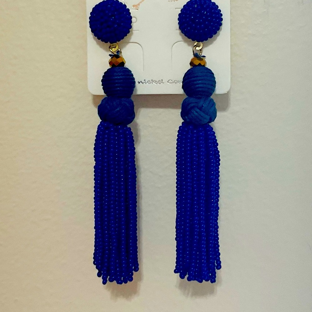 💙JUST IN! Blue Tassel Beaded Earrings